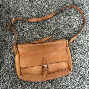 Leather worn messenger bag